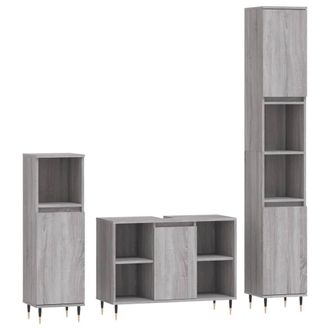 Berkfield Home 3 Piece Bathroom Furniture Set Grey Sonoma Engineered Wood