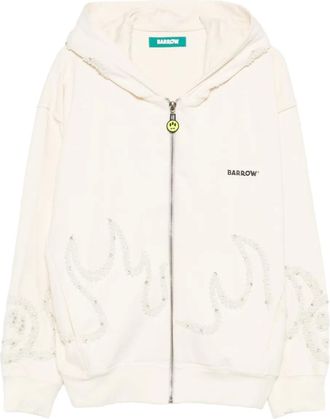 Barrow Felpa con decorazione, zip e cappuccio - Bianco