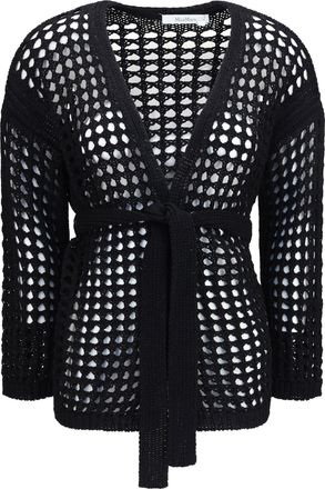 Max Mara Womens Knitted Cardigan Black Cotton Sweater