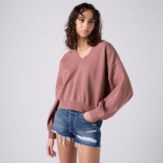 Levi's Vintage V Neck Sweatshirt - Womens - XS - Pink / Crushed Berry Garment Dye