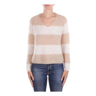 Max Mara V-neck Knitwear, female, Multicolor, Size: XS Elegant Sweater with Mohair and Wool