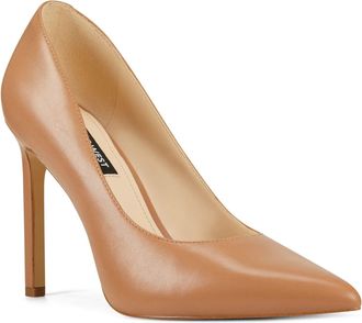 Nine West Tatiana Pumps Light Tan Leather Stiletto Heel HAWK174