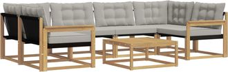 vidaXL Conjunto De Sof&aacute;s De Exterior 7 Uds. Blanco Y Gris Claro Vidaxl
