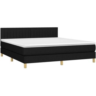 vidaXL Vidaxl - Cama Box Spring Con Colch&oacute;n Tela Negro 180x200 Cm