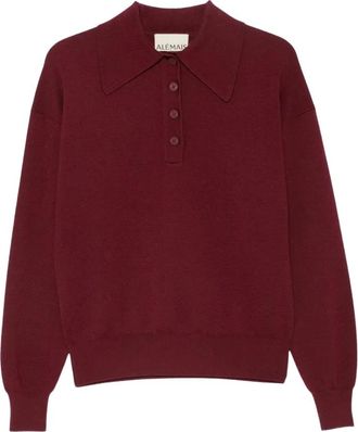 Alemais Claudia Gebreide Polo - Dames - Tops - Rood - Maat: M Wol
