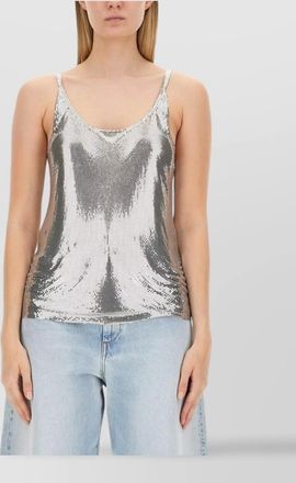 Paco Rabanne mesh top with metallic sequin embellishment