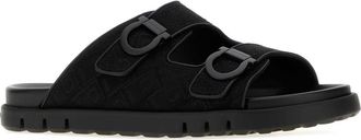 Ferragamo Mens Colly Slide Black Fabric Sandal