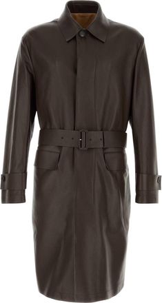 Ferragamo Brown Leather Trench Coat