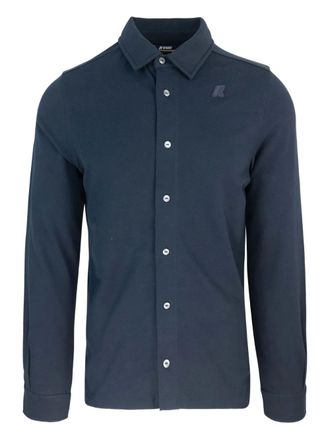 K-Way long-sleeve logo shirt - men - Elastane/Cotton - S - Blue