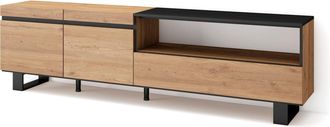 Skraut Home Skraut Home - Mueble Tv, Televisi&oacute;n, Muebles De Sal&oacute;n, Almacenaje, 200x57x35cm, Para Tv Hasta 80, Dise&ntilde;o Industrial, Estilo Moderno, Roble Y Negro