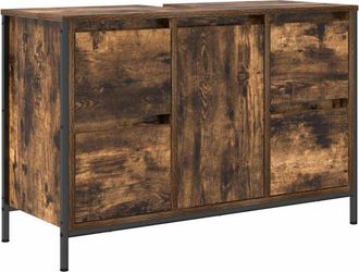 vidaXL Mueble de lavabo con cajones roble ahumado 90x34,5x60 cm vidaXL