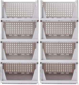 OEM Organizador De Guardarropa Para Ropa, 8 Piezas, Caja De Almacenamiento De Pl&aacute;stico Plegable Y Apilable, Organizador De Cajones Deslizantes Para Ropa, 