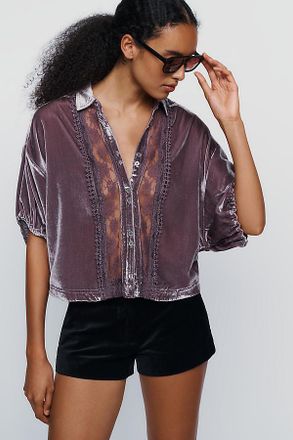 Pilcro Quincy Velvet Lace Blouse