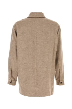 Bottega Veneta Mens Cappuccino Flannel Shirt Sandshellmelange Exterior: Wool Cashmere Camicie