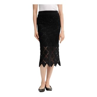 DKNY Dkny, Rokken, Dames, Zwart, S, Katoen, Midi-rok met elastische tailleband