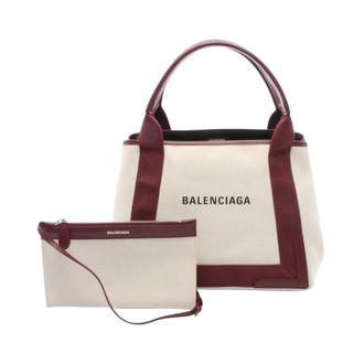 Balenciaga Bordeaux Ivory Leather Canvas Handbag Tote Bag (Pre-Owned)
