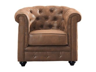 VENTE-UNIQUE.COM Sill&oacute;n cl&aacute;sico tela marr&oacute;n