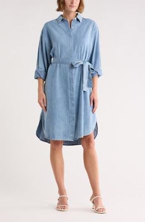 James Perse Long Sleeve Denim Shirtdress in Light Wash at Nordstrom Rack, Size 4