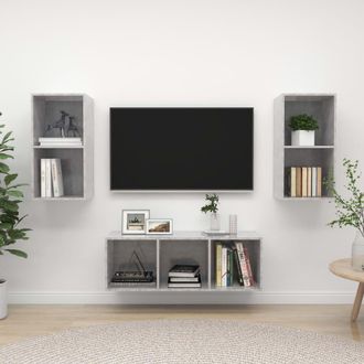 Berkfield Home 3 Piece TV Cabinet Set Concrete Grey Engineered Wood