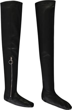 Cedric Charlier Zip-Up Over-The-Knee Sokken - Dames - Sokken - Zwart - S - Leer - Ondergoed