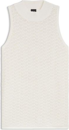 BOSS Knitted cotton top with micro-lace structure