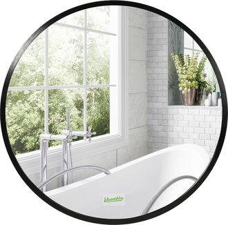 Kleankin Round Bathroom Mirror - Modern Wall Mirror Aluminium Frame - 40x40 Cm | TJ Hughes