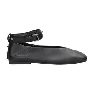 Ash Ballerinas, female, Black, Size: 6 US Black Leather Flat Shoes with Studs
