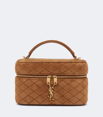 Saint Laurent Gaby Mini quilted suede vanity bag