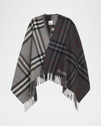 Burberry Giant Check Logo Cashmere-Blend Cape