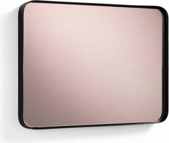 Oresteluchetta Espejo De Pared Rosa Dorado Rectangular Con Marco Negro Bronze