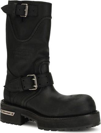 Balenciaga Womens Black Calf Leather Bos Taurus Lace-Up Boots