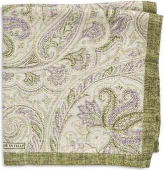 Nordstrom Paisley Silk Pocket Square in Green at Nordstrom