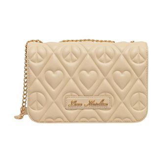 Love Moschino Schoudertas met reli&euml;f - Dames - Tassen - Beige - Maat: ONE Size