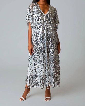 BuddyLove Atlas Sequin Caftan Maxi Dress In Overcast