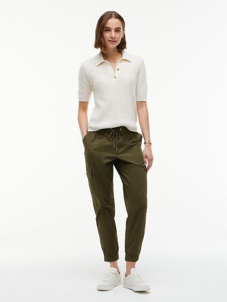 Tommy Hilfiger Womens Stretch-Cotton Cargo Jogger - Army Green - XXS