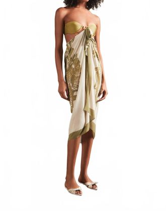 Adriana Degreas Seashell Print Panneaux Pareo Wrap In Pistachio
