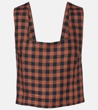 Asceno Checked linen top
