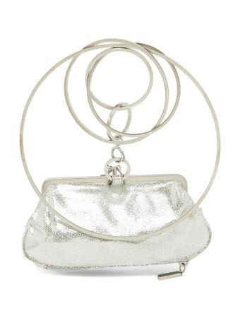 Fendi metallic-finish suede clutch - Grey