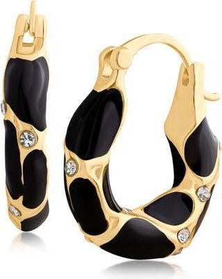 Jardin Enamel Cheetah Hoop Earrings in Black/Gold at Nordstrom Rack