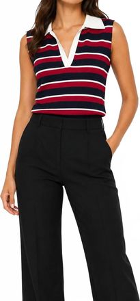 Bailey 44 Tailback Striped Knitted Sleeveless Polo Top In Red