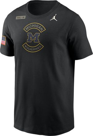 Nike Jordan Mens Michigan Military Appreciation Jordan Brand Dri-FIT College T-Shirt in Black | 0JET00AMWN-5MV