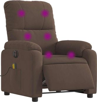 vidaXL Vidaxl - Sill&oacute;n Reclinable De Masaje El&eacute;ctrico Tela De Microfibra Marr&oacute;n