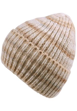 Capelli Beanie CAPELLI NEW YORK, Damen, beige, Strick, Materialmix, gestreift, mehrfarbig, M&uuml;tzen Beanie, mit Farbverlauf, Rippstrick, Wollanteil, w&auml;rmend