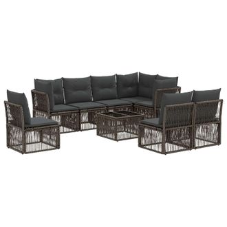 vidaXL Conjunto De Sof&aacute;s De Jard&iacute;n 9 Pcs Gris Rat&aacute;n Sint&eacute;tico Vidaxl