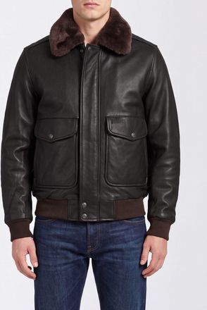 Schott NYC SCHOTT N. Y.C. Bomber in pelle con collo in pelliccia e chiusura a scomparsa