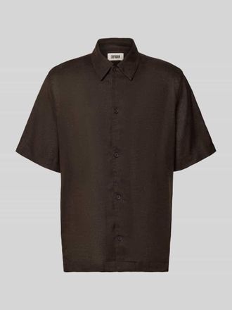 Drykorn Drykorn Regular Fit Freizeithemd aus Leinen-Baumwoll-Mix in Dunkelbraun, Gr&ouml;&szlig;e XXL