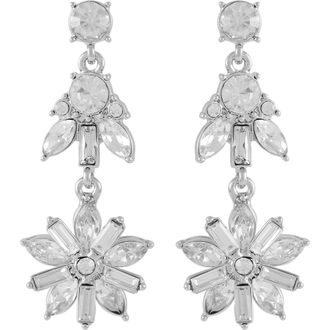 T Tahari Crystal Clip-On Drop Earrings in Gold Tone at Nordstrom Rack