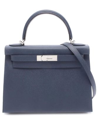 Herm&egrave;s 2025 Epsom Kelly II Sellier 28 handbag - women - Calf Leather - One Size - Blue