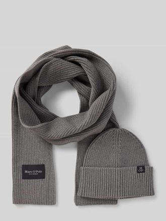 Marc O'Polo M&uuml;tze und Schal im Set aus reiner Baumwolle in Mittelgrau Melange, Gr&ouml;&szlig;e 1