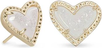 Kendra Scott Womens Framed Ari Heart Stud Earrings In Iridescent Drusy